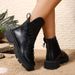 Women's Fashion Chunky Sole Martin Boots - Round Toe Lace-Up Ankle Boots With PU Leather Upper, Breathable & Lightweight For Spring & Autumn_vogvips.com