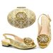 Women's low heeled sandals with evening bag matching drill button_vogvips.com
