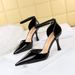 Style Simple Wine Cup Super High Heel Shallow Mouth Pointed Lacquer Leather Sexy Hollow Shoes With Sandals_vogvips.com