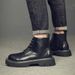 Martin Boots Men's Retro Leather High-top Shoes Locomotive Platform Wind Side Zipper Boots_vogvips.com