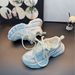 Women's Fashion Sneakers With Rhinestone Straps, Breathable Mesh & Platform Sole For Summer Casual Wear High Value Lace Mesh Women's Shoes_vogvips.com