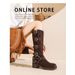 Suede Cow Retro Knight Boots High Waist Belt Buckle Brown Western Cowboy Shoes For Women Not Over The Knee_vogvips.com