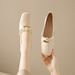 Gentle Wind Single Shoes Women's Flat-soled Pearl Ladyshoes Soft-soled Doudou Shoes Square Head Shallow Mouth Women's Shoes_vogvips.com