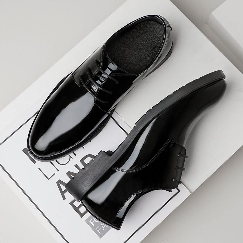New dress leather shoes bright leather patent leather men business British style pointy wedding party performance leather men's shoes_vogvips.com