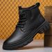 Men's Shoes Genuine Leather 2025 New Work Boots Retro American British Style Men's High Top Trendy Leather Boots_vogvips.com