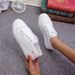 Women Fashion Summer Casual White Cutouts Lace Canvas Hollow Breathable Platform Flat Shoes Woman Sneakers_vogvips.com