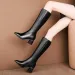 Winter Long Shoes Woman For Knee High Shaft Footwear Leather Womens Boots Fur Brown Pointed Toe Chic And Elegant Fashion_vogvips.com
