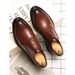 Euro Step Brogue Leather For Men Business Formal Casual British Style Pointed Toe Groom Wedding Shoes Soft Sole Korean Version_vogvips.com