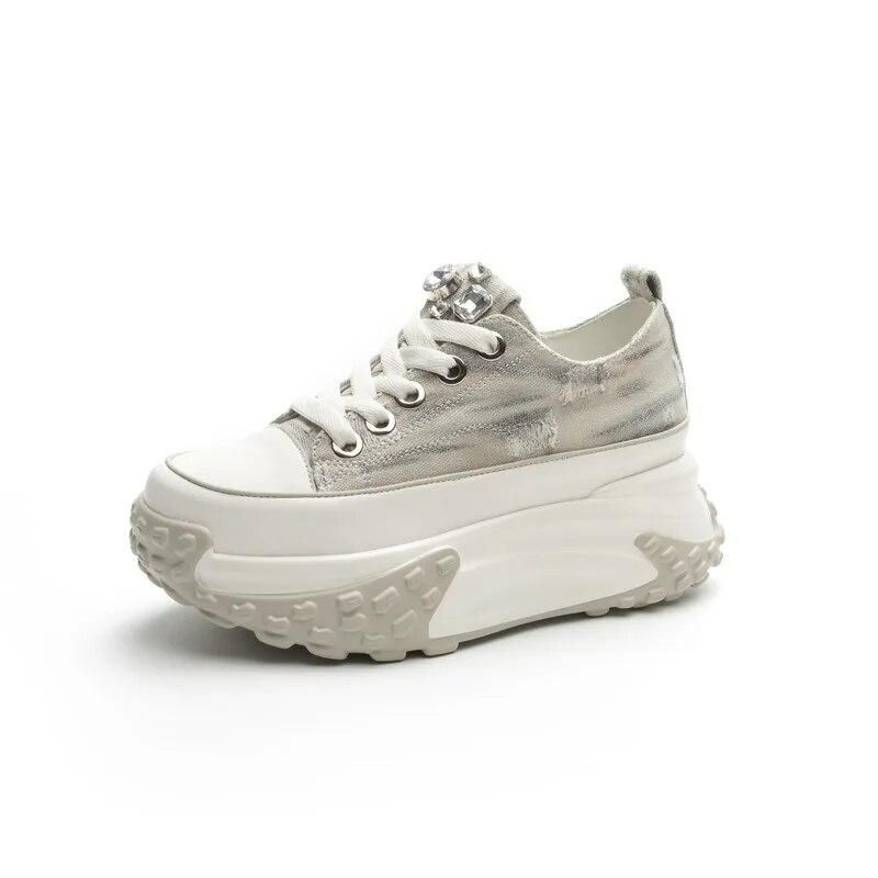 Fujin 6cm Denim Genuine Leather Platform Wedge Shoes Chunky Sneaker Casual Comfy High Brand Rhinestone Spring Bling Autumn Shoes_vogvips.com