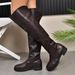 Plus Size Over-the-Knee 2025 Autumn Winter New British Style Chunky Heel Slip-On Women's Leather Boots_vogvips.com