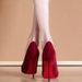 Women's Shoes Red High Heels, Versatile, Slim Fit, Sexy, Suede, Red Sole, Wedding Shoes, Elegant Pointed Toe Single Shoes_vogvips.com