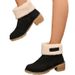 Large-size Snow Boots One Shoe Two Women's Chunky Heel Mid-calf Boots_vogvips.com