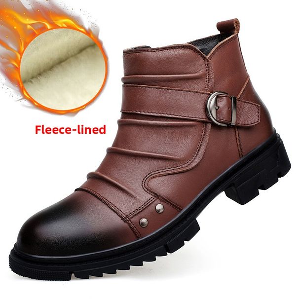 Handmade Punk Motorcycle Boots Men's Leather Leather Boots Wind Martin Boots Tooling Short Boots_vogvips.com