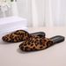 Leopard Print Flat 2025 New Style Closed-toe Lazy Shallow Fashion Mules For Women, Stylish Outdoor Slippers_vogvips.com