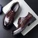 Leather shoes Men's leather head layer cowhide high-grade leather shoes men's business dress shoes retro big head Casual leather shoes_vogvips.com