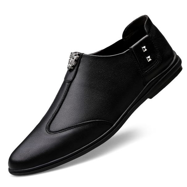 First Layer Men's Casual Single Shoes Overfitting Loafers Low Heel Casual Men's Shoes Casual Leather Shoes_vogvips.com