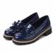 Tassel bow patent leather round head molded sole casual student shoes_vogvips.com