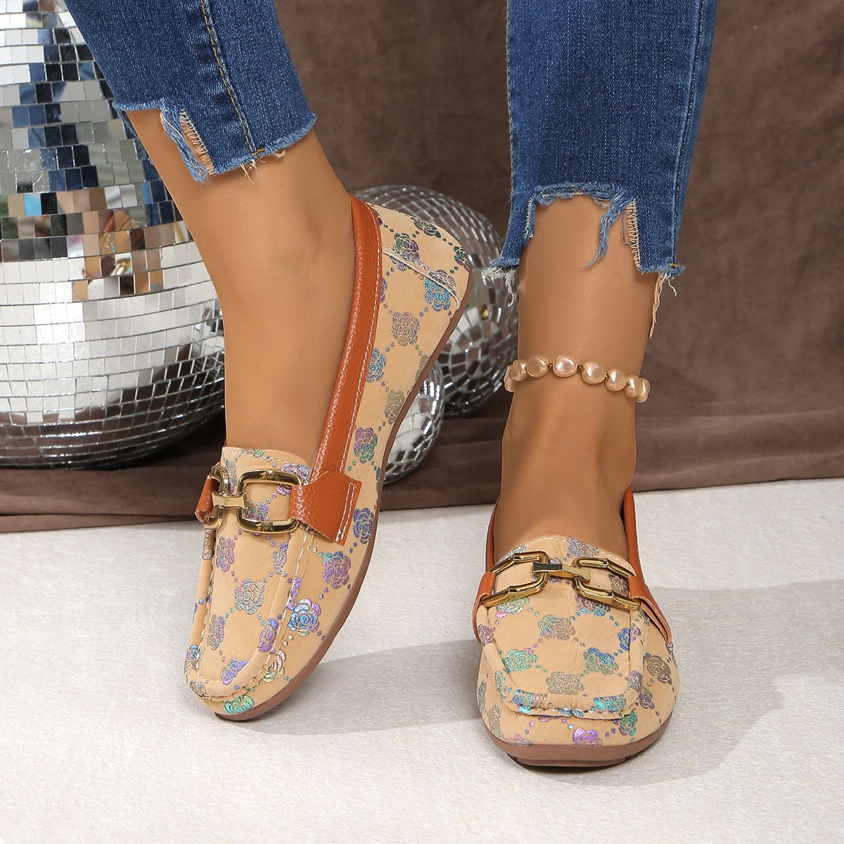 Women's Slip-On Loafers – Floral PU Flat Shoes For Women (3 Colors)_vogvips.com