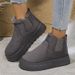 Women's Winter Snow Boots With Thick Sole & Faux Fur Lining - Warm Slip-On Round Toe Casual Shoes For Cold Weather (Black, Brown, Beige, Gray)_vogvips.com