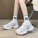 Dad Autumn New Item, Versatile White Women's Sponge Cake Casual Sports Shoes, Thick Soled Board Shoes_vogvips.com