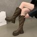 Plus Women's Shoes 41-43 Size Over-the-Knee V-Cut Long Autumn Winter Fashion Thick Sole Slim Hot Girl Black Riding Boots_vogvips.com