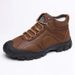 European Warm Series Autumn Winter New Cotton Shoes With Fleece, Thickened Waterproof Casual Men's High-top Leather Shoes, Outdoor Sports_vogvips.com