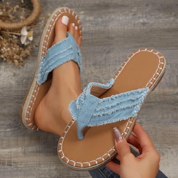 Women's Shoes Summer Flip Flops Women Fashion Flat Bottom Stitching Edge Clip Toe Beach Shoes Fisherman Sandals Women_vogvips.com