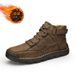European Warm Series Martin Hand-sewn High-top Fleece-lined Warm Cotton Shoes Large Size Men's Leather Boots_vogvips.com