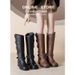 2025 Spring Belt Buckle Chunky Heel Martin Over-the-Knee Long British Style Fleece-Lined Women's Boots 41-43 Wide For_vogvips.com
