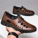 Spring And Summer Breathable Hollow Leather Shoes Hole Shoes Men's Casual Shoes Chef Sandals Fashion Business Shoes_vogvips.com