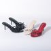 Elegant Bow Detail High Heel Sandals For Women - Comfortable PU Slingback Pumps With Rubber Sole (Black, Red, Beige)_vogvips.com