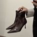 2024 Autumn Winter New Slim Thin High Heel Pointed Toe Elegant Soft Leather Back Zipper Korean Style Versatile Short_vogvips.com