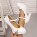 Cross-border High-heeled Shoes 2025 Spring New Model, Solid Color, Large Size, Round Toe, Chunky Heel, Ankle Strap_vogvips.com