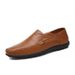Euro Step Men's Casual Leather 2025 Spring Summer Breathable Fashion Single Youth Round Toe Loafers Slip-On Lazy Shoes_vogvips.com