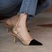 2024 Summer New Peep-Toe French Color Block Little Style Pointed Toe High Heels One-Strap Sandals Thin Heel_vogvips.com