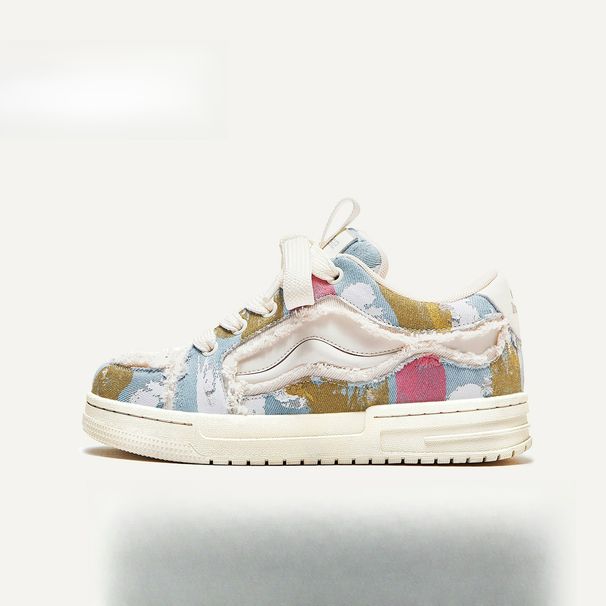 New Year's Edition Original Denim Graffiti Guochao Couple Shoes Men's Tide Shoes Thick Baseplate Shoes Street Bread Shoes Men's And Women's Shoes_vogvips.com