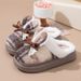 Thick-Soled Cotton Women, Autumn And Wint, Bowknot New Style, Home Use, Fleece-Lined, Warm, Non-Slip Slipps For_vogvips.com