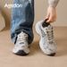 Augu Shiden Gray Dad Shoes For Women 2026 New Spring Fleece-Lined Fashion Retro Lightweight Casual Sneakers_vogvips.com