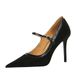 1198-6 Style Black Slim Extra High Heels, Suede Surface, Shallow Mouth, Pointed Toe, And Women's Singles Shoes_vogvips.com
