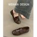 Version Goatskin Retro Flat Shoes Female Square Toe British Style Loafers Soft Leather Work Clothing Slip-on Gommino_vogvips.com