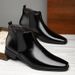 Euro Step Large Size 48 Low-top Leather Shoes British Style Pointed Toe Martin Men's Trendy Versatile Boots_vogvips.com