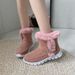 Women's Shoes Winter Snow Boots With Thick Fleece Lining, Low Heel, Round Toe, And Rubber Sole For Casual Comfort And Warmth_vogvips.com