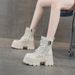 Thick-soled Hollowed Martin Boots Hollowed Breathable Mesh Boots Punched Hole Martin Boots Height-increasing Women's Boots_vogvips.com