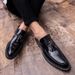 British Style Slip-On Patent Glossy Trendy Men's Loafers Pointed Toe Tassel Casual Hairstylist Leather Shoes_vogvips.com