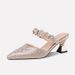 2025 Women's Pointed-Toe High Heels, Closed-Toe, Backless, Rhinestone, Slimming, Spring/Summer, Chunky Heel, European_vogvips.com