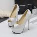 Spring And Autumn Slim Ultra High Heels, Waterproof Platform, Fish Mouth Single Shoes, Woven Plaid Material Women's_vogvips.com