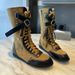 Women Boxing Boots Lancui Version Boxing Boots~ Lace-Up Side Zipper Genuine Leather Belt Buckle Short Martin Flat Fashion Boots_vogvips.com