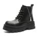 Side Zipper Strap Martin Boots Niche Design Premium Locomotive Retro Round Head Tooling Boots_vogvips.com