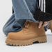 Men's Chunky Sole Derby Boots Retro Suede Workwear Style Fashionable High-Top Martin Boots In Camel & Black_vogvips.com