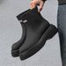 Thick-soled Letter Short Boots Men's High-top Leather Shoes Green Motorcycle Boots Sleeve Knight Boots_vogvips.com